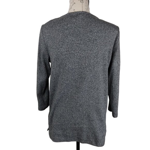 Rafaella | Heathered Gray Rhinestone V-neck Top Tunic | Size M - Picture 3 of 5